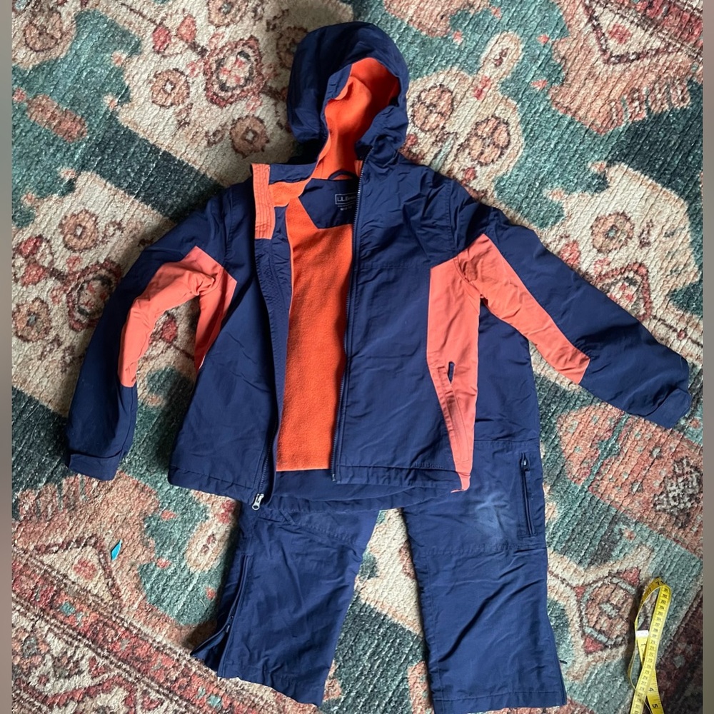 L.L.Bean Kids 10 Snow Suit – Jacket + Pants Set (Navy/Orange)